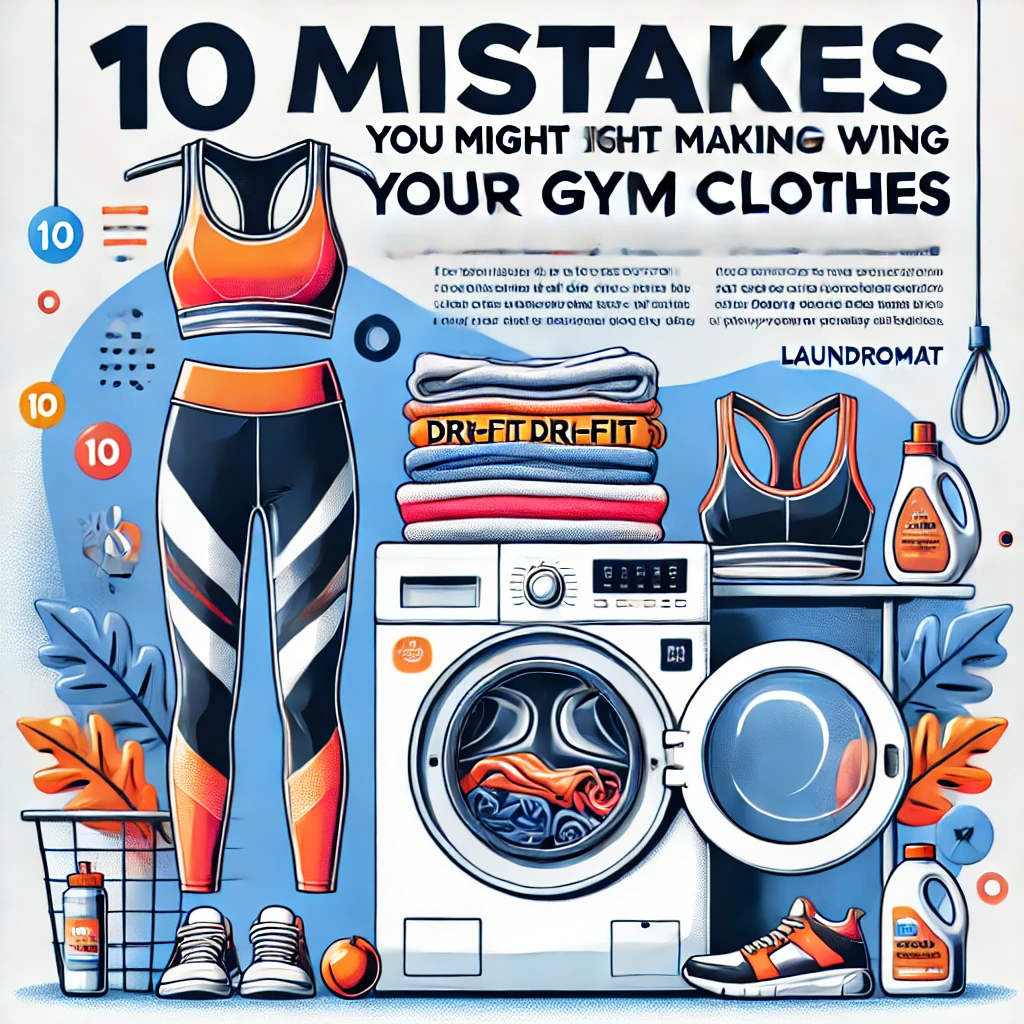 DALL·E 2025 03 22 08.10.33 An Informative And Eye Catching Blog Header Image About Washing Gym Clothes Correctly. The Design Includes Clean Gym Clothes (Like Leggings, Dri Fit S